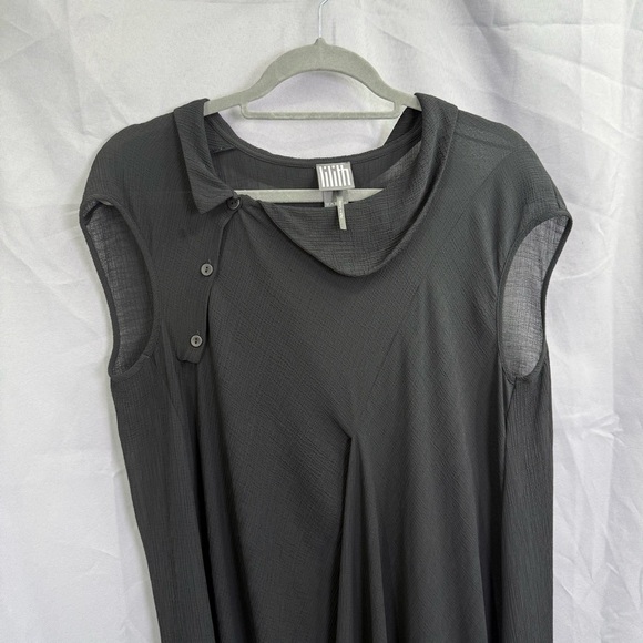 Lilith Paris Black Asymmetrical Gauzy Semi Sheer Oversized Midi Dress Medium - Picture 3 of 6